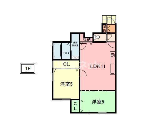 サファイア伊伝居(2LDK/1階)の間取り写真