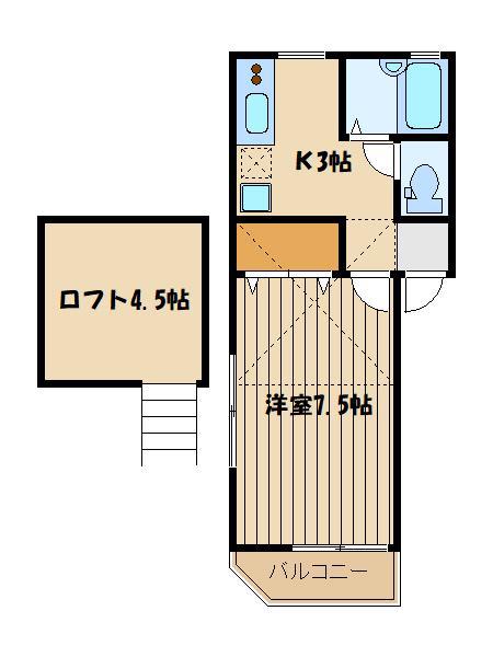 ブロッサムII(1K/2階)の間取り写真