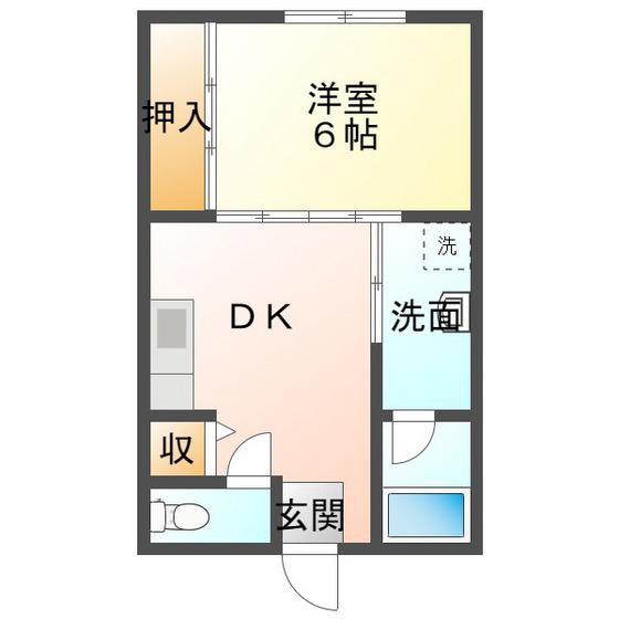 川北ライフ(1DK/1階)の間取り写真