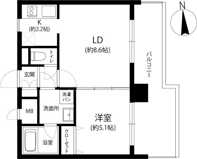 リフェスタ渡辺通(1LDK/3階)の間取り写真