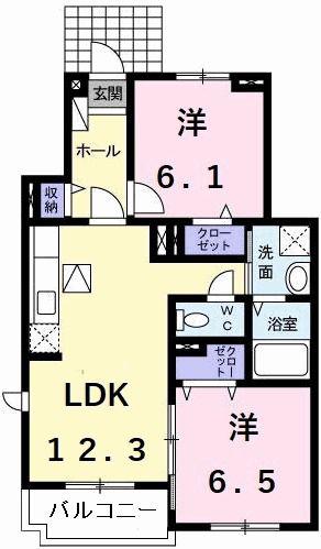 アンジュ(2LDK/1階)の間取り写真