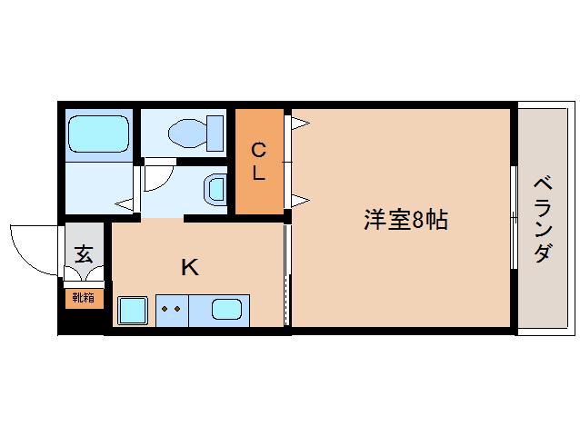 アイビー21 B棟 (1K/2階)の間取り写真