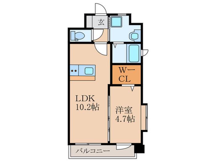 ギャラン西宮市(1LDK/4階)の間取り写真