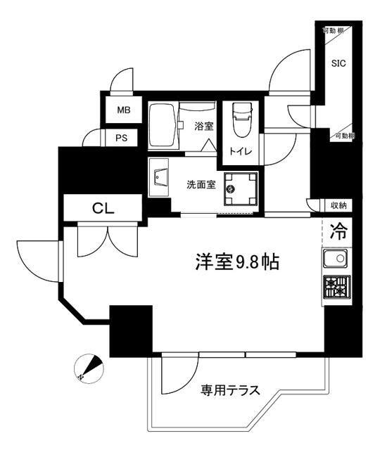CREAL PREMIER恵比寿(ワンルーム/1階)の間取り写真
