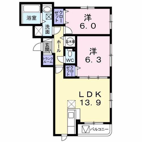 グランドコモンズ(2LDK/1階)の間取り写真
