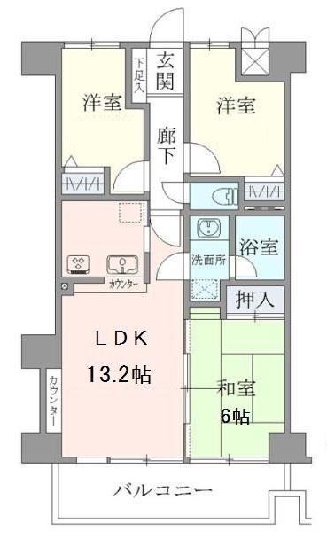 サンリヴァ隅田(3LDK/3階)の間取り写真