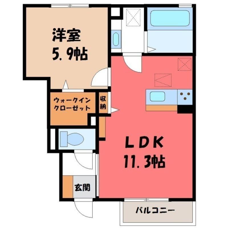 フェルト(1LDK/1階)の間取り写真