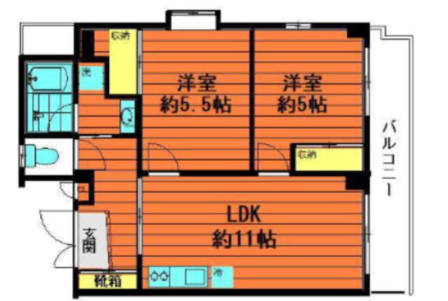 サニーウィング戸越(2LDK/4階)の間取り写真