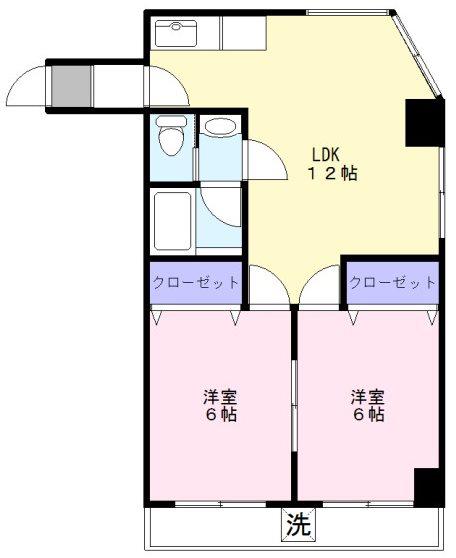 みのわグレースマンション(2LDK/5階)の間取り写真