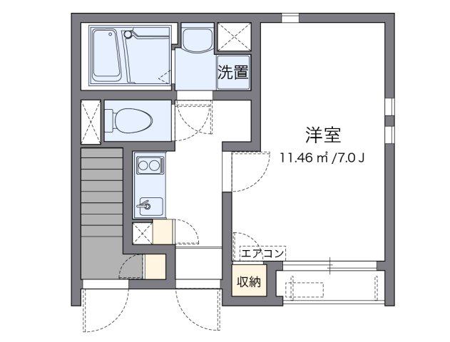 クレイノアクアパレス(1K/1階)の間取り写真