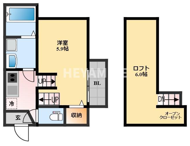 MODERN PALAZZO貝津OTTO(1SK/1階)の間取り写真