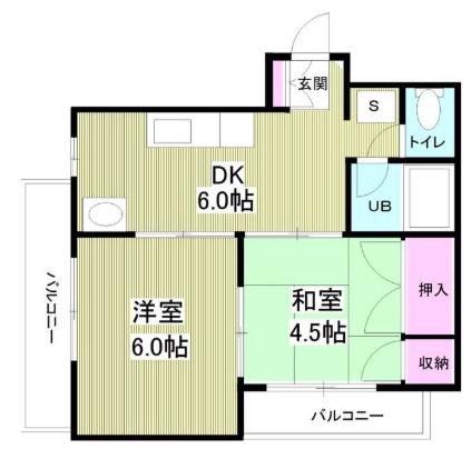 クレインK(2DK/2階)の間取り写真
