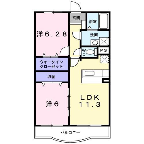 ピニーズコート(2LDK/3階)の間取り写真
