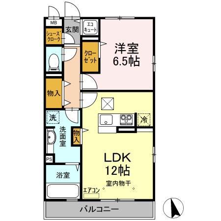 プレジャー(1LDK/1階)の間取り写真