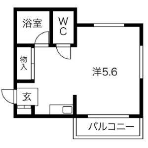 ビリオン有瀬(1K/2階)の間取り写真