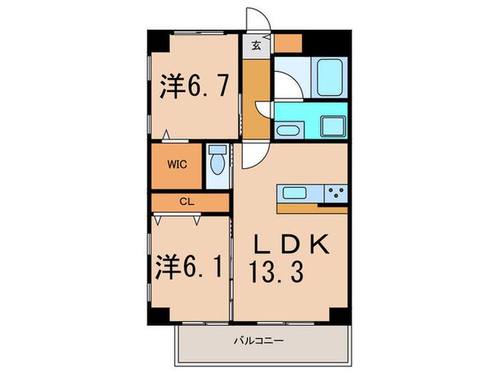 プラザハウスビル(2LDK/4階)の間取り写真