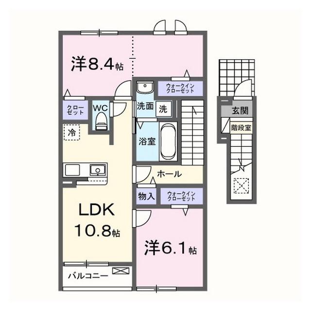 ハレレアI(2LDK/2階)の間取り写真