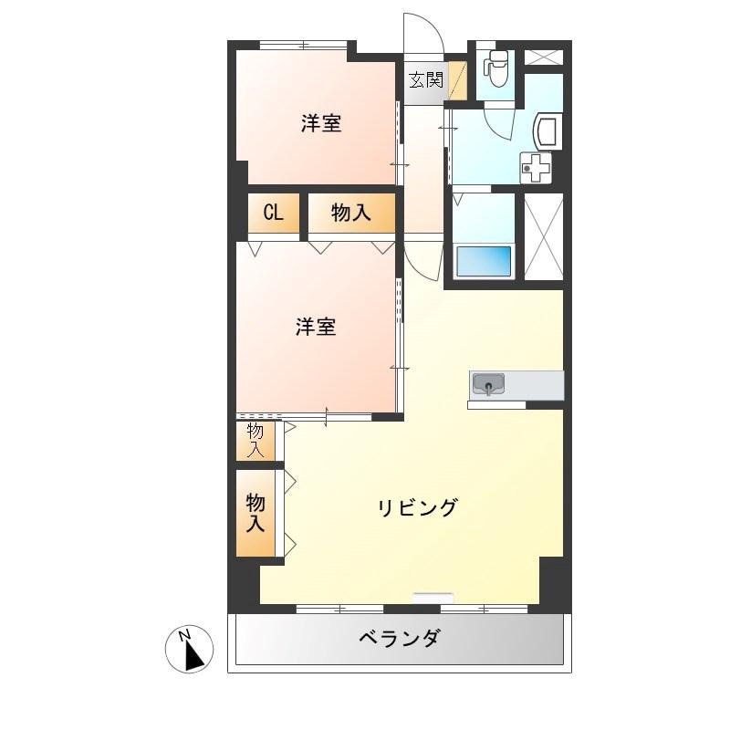 コーポ小尾(2LDK/2階)の間取り写真
