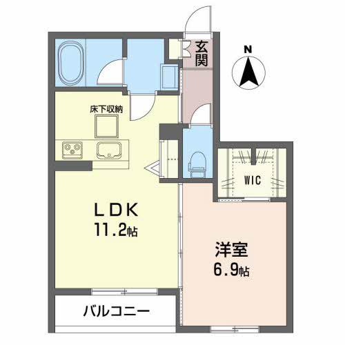 クレール富沢西B(1LDK/1階)の間取り写真