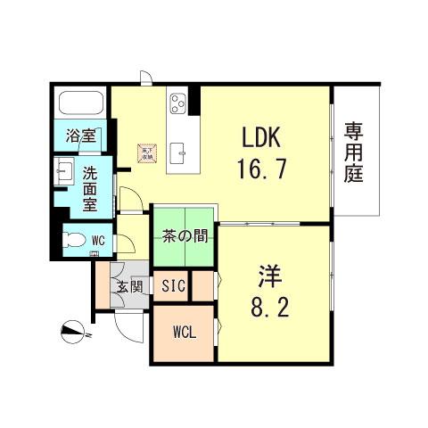 GRANDE御影中町(1LDK/1階)の間取り写真