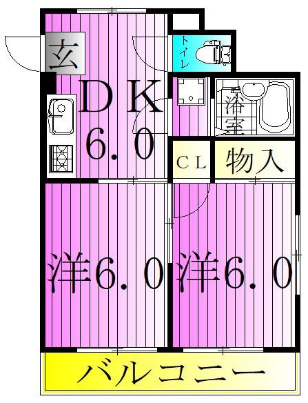 メゾンメモリー(2DK/3階)の間取り写真
