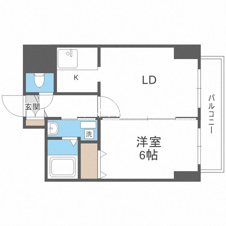 ドーリス札幌(1DK/7階)の間取り写真