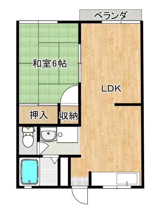 スカイラークC(1LDK/2階)の間取り写真