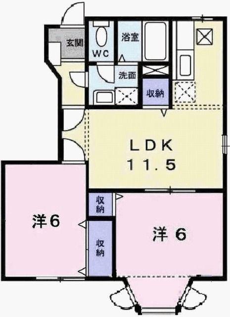 クールブラーシェA(2LDK/1階)の間取り写真