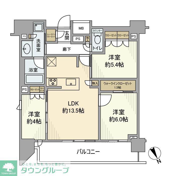 リビオ蒲田ザ・ゲート(3LDK/12階)の間取り写真