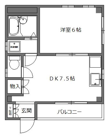 新井マンション(1DK/1階)の間取り写真