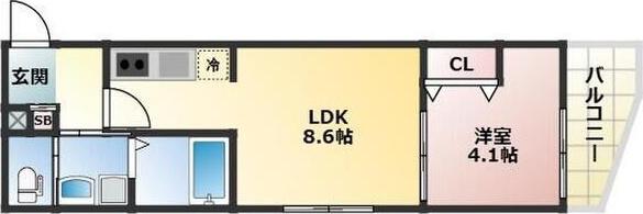 ALEGRIA大津(1LDK/2階)の間取り写真