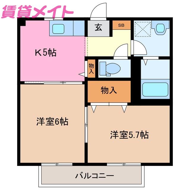サンライズ日永(2K/1階)の間取り写真