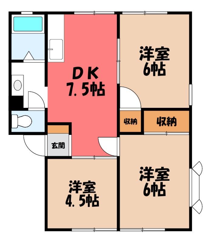 ホリゾンタルシティA(3DK/1階)の間取り写真
