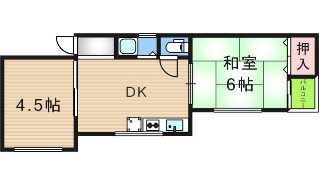エトワール住之江(2DK/4階)の間取り写真