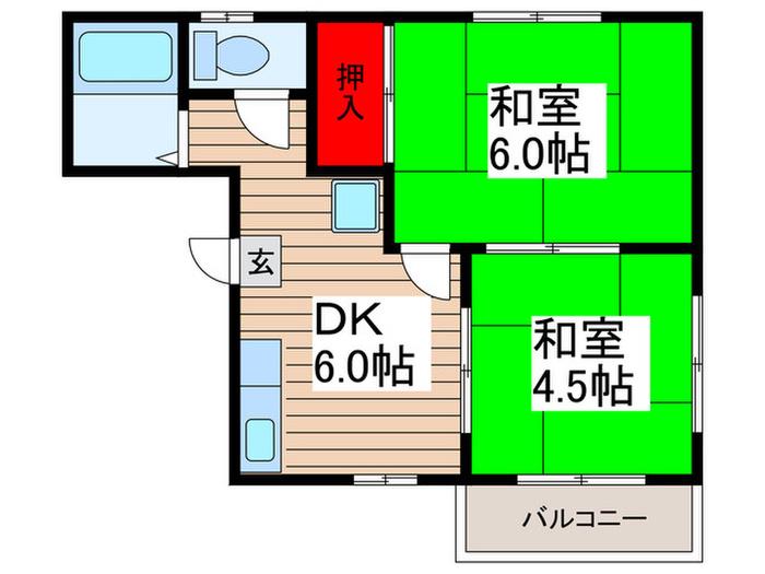 ベアマンション(2DK/2階)の間取り写真