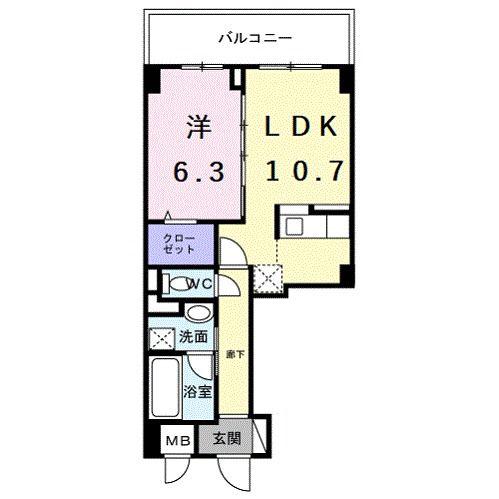 エスタプレイス(1LDK/2階)の間取り写真