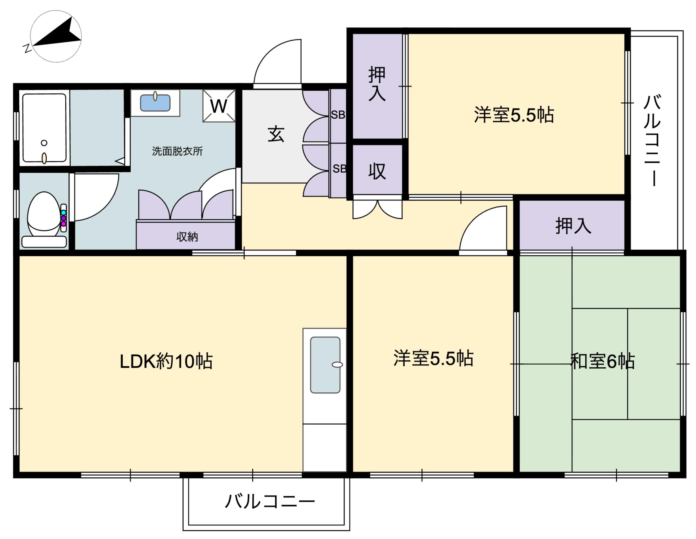伊川谷マンション(3LDK/3階)の間取り写真