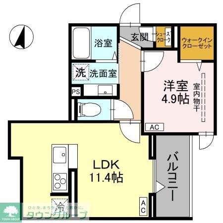NOBLE VILLA東大成(1LDK/2階)の間取り写真