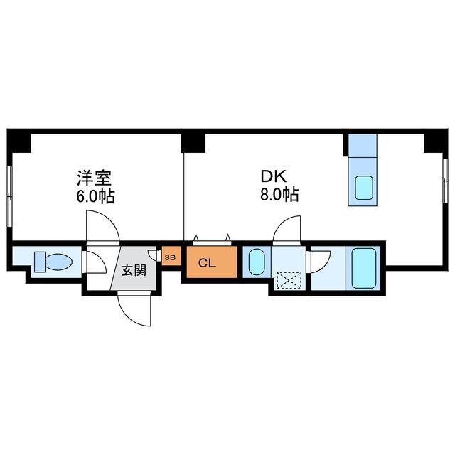 ノース266(1DK/4階)の間取り写真