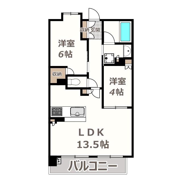ローレルアイあべの(2LDK/2階)の間取り写真