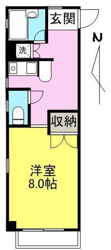 屋島サウスコート(1K/2階)の間取り写真