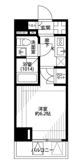 プレール・ドゥーク北新宿IV(1K/2階)の間取り写真