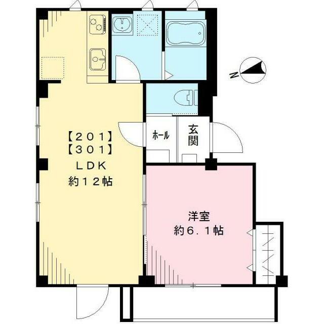 SOARE YUTENJI ソアレ祐天寺 部屋番号301(1LDK/3階)の間取り写真
