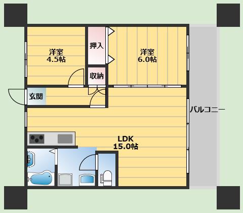 クローバー・メゾン千里山(2LDK/4階)の間取り写真