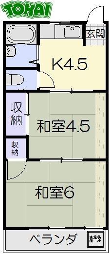 マンション自由ヶ丘(2K/1階)の間取り写真