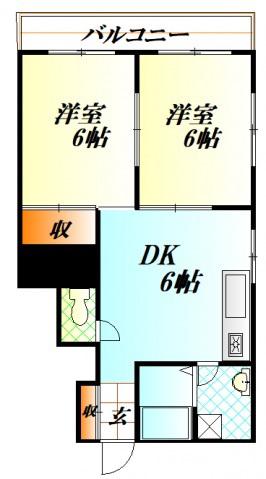 アミモトビル(2DK/4階)の間取り写真