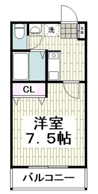 サウスポート上大岡(1K/2階)の間取り写真