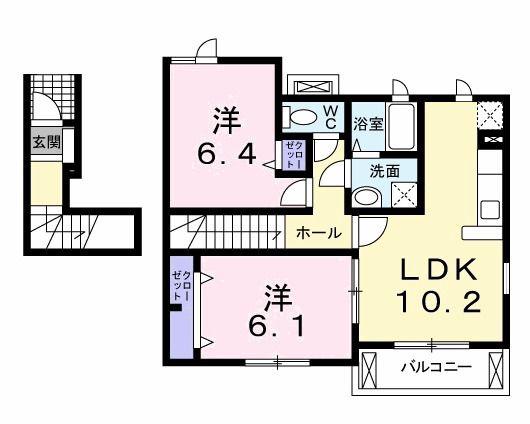 アルモニ-A(2LDK/2階)の間取り写真