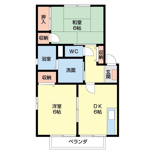 コーポ仲田 B(2DK/1階)の間取り写真