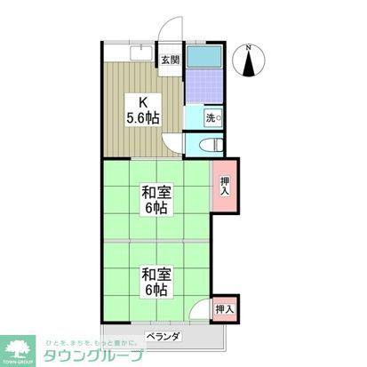 第二静和荘(2K/2階)の間取り写真
